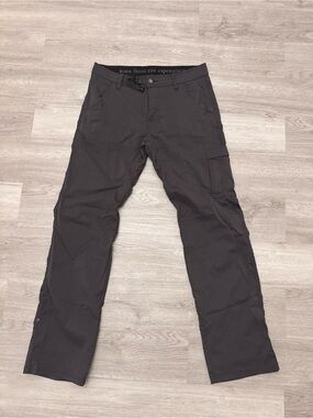 PrAna Pants Mens 32x34 Gray Roll Up Stretch Cargo Hiking Travel Outdoor